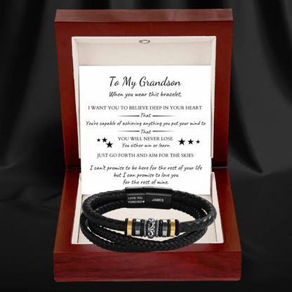 To My Grandson – ‘Love You Forever’ Personalized Name Bracelet