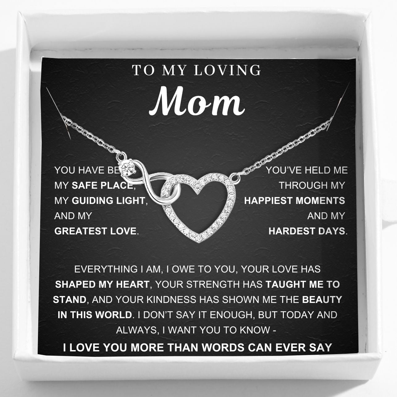 To My Mom – Infinity Heart Necklace & Card